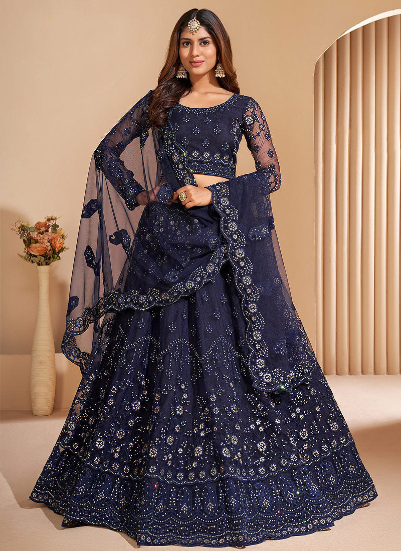 Buy Blue Two Tone Zari Weaved Satin Silk Saree Online in Canada