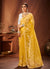 Yellow Sequence Embroidery Traditional Organza Silk Saree