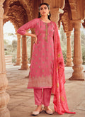 Pink Handwork Embroidery Traditional Pant Style Suit