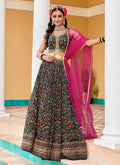 Dark Green Sequence Embroidery Lehenga Choli