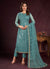 Teal Blue Sequence Embroidery Pant Style Suit