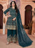 Turquoise Golden Sequence Embroidery Traditional Palazzo Suit