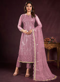 Purple Sequence Embroidery Pant Style Suit