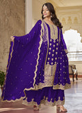 Voilet Multi Embroidery Anarkali Sharara Suit