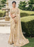 Cream White Multi Embroidery Tissue Silk Saree