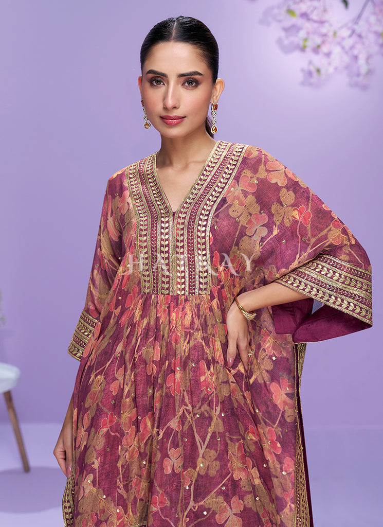 Pink Kaftan Gharara Set In USA