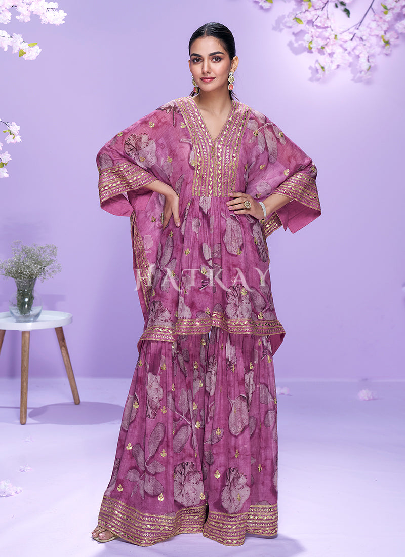 Mulberry Kaftan Style Gharara Set
