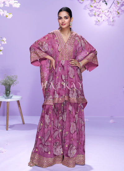Mulberry Kaftan Style Gharara Set