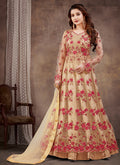 Golden Yellow Multi Embroidery Wedding Anarkali Lehenga