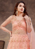 Peach Multi Embroidery Wedding Anarkali Lehenga In USA