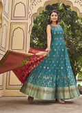 Sky Blue Silk Anarkali Suit In USA UK