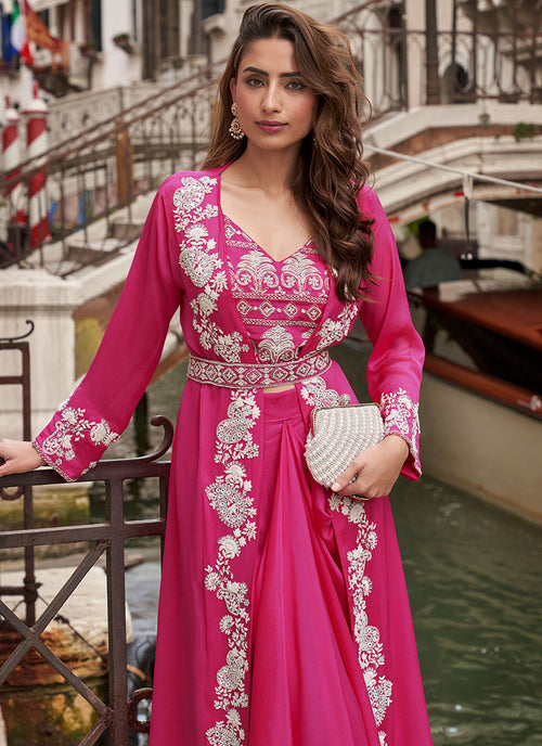 Mageta Handwork Embellished Draped Skirt Set