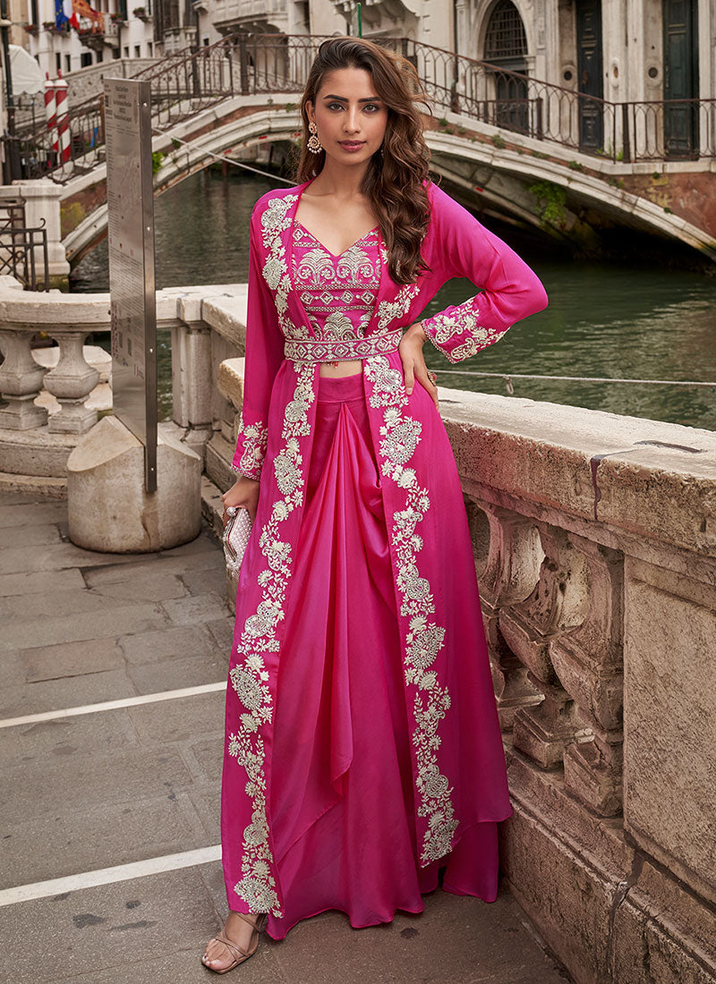 Mageta Handwork Embellished Draped Skirt Set