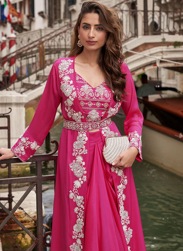 Mageta Handwork Embellished Draped Skirt Set