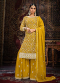 Yellow Sequence Embroidery Traditional Gharara Suit