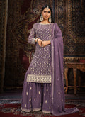 Purple Sequence Embroidery Traditional Gharara Suit