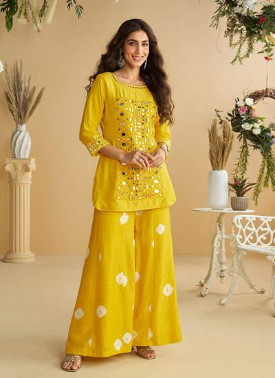 Yellow Mirror Work Co-Ord Set