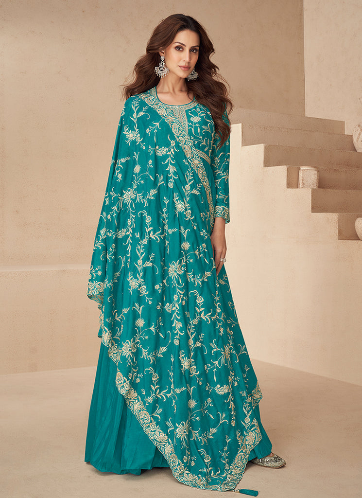 traditional dress for australia Buy Teal Blue Traditional Embroidery Anarkali Gown Dress Online in Australia