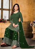 Green Sequence Embroidery Gharara Style Suit In USA Canada