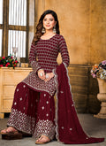 Red Sequence Gharara Style Suit In USA UK