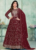 Maroon Embroidery Wedding Anarkali Suit