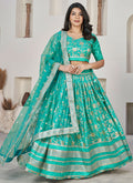 Sea Green Sequence Embroidery Jacquard Lehenga Choli