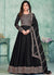 Black Embroidery Traditional Silk Anarkali Suit