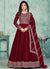 Red Embroidery Traditional Silk Anarkali Suit