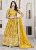 Yellow Sequence Embroidery Jacquard Lehenga Choli