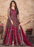 Magenta Embroidered Slit Style Anarkali Pant Suit