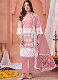 Pink Phulkari Embroidery Pakistani Pant Suit