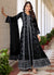 Black Sequence Embroidery Slit Style Anarkali Pant Suit