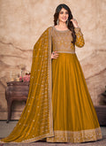 Yellow Sequence Embroidered Silk Anarkali Suit