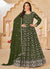 Olive Green Embroidered Traditional Georgette Anarkali Suit