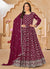 Deep Wine Embroidered Traditional Georgette Anarkali Suit