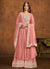 Peach Thread Embroidery Anarkali Palazzo Suit