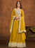 Yellow Thread Embroidery Anarkali Palazzo Suit