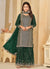 Green Golden Sequence Embroidery Gharara Style Suit
