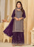 Purple Golden Sequence Embroidery Gharara Style Suit