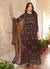 Brown Multi Embroidery Gerogette Anarkali Suit