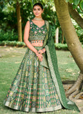 Green Multi Mirror Work Embroidery Wedding Lehenga Choli