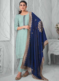 Blue Two Tone Sequence Embroidery Salwar Suit