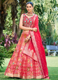 Red Multi Mirror Work Embroidery Wedding Lehenga Choli