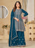 Royal Blue Reshamkari Embroidery Festive Palazzo Suit