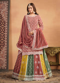 Peach Multi Embroidery Festive Lehenga Kurti