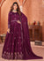 Wine Embroidery Silk Anarkali Suit