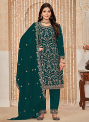 Green Embroidered Salwar Kameez Suit