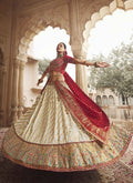 Cream Red Viscose Lehenga Choli In USA San Franchisco