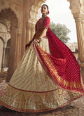 Cream Red Viscose Lehenga Choli In USA Germany