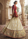 Cream Red Viscose Lehenga Choli In USA Australia